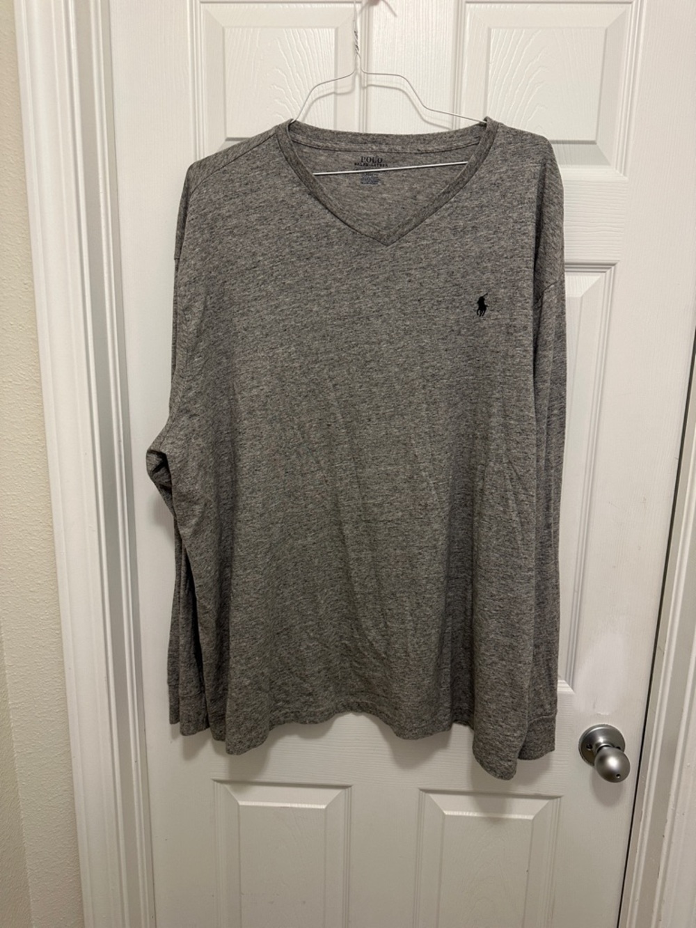 Polo by Ralph Lauren Gray V-Neck Long Sleeve Tee XXL